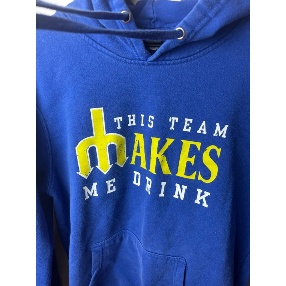 Seattle Mariners MLB baseball jersey Blue "This Team Makes Me Drink" Hoodie S - Picture 2 of 6